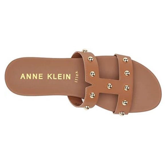 Anne Klein Shoes - Anne Klein Cognac Gold Studded Sandals
